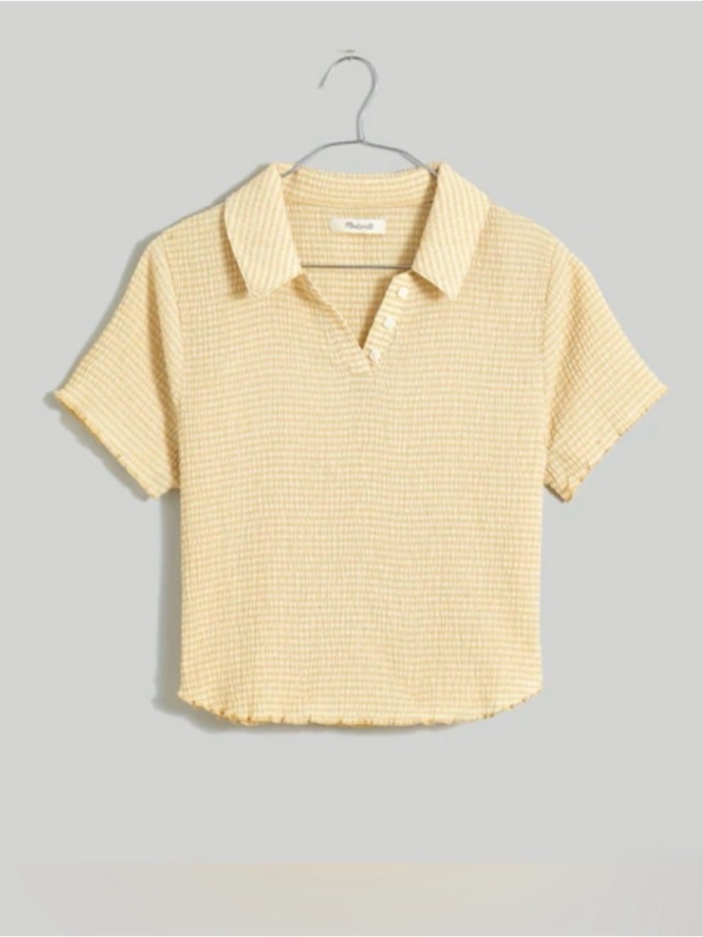 NWOT - Madewell Crinkle Polo Tee in Desert Dune size small